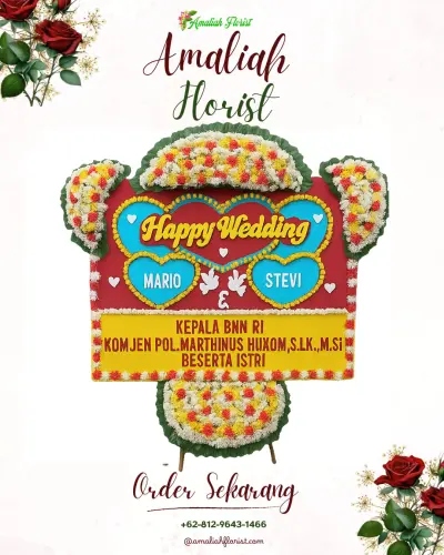 Karangan Papan Bunga Pernikahan di Bakal